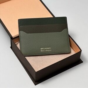 Green Tri-Color Leather Card Holder - New